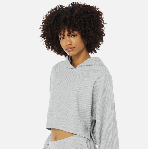 Muse Ribbed Crop Hoodie Alo